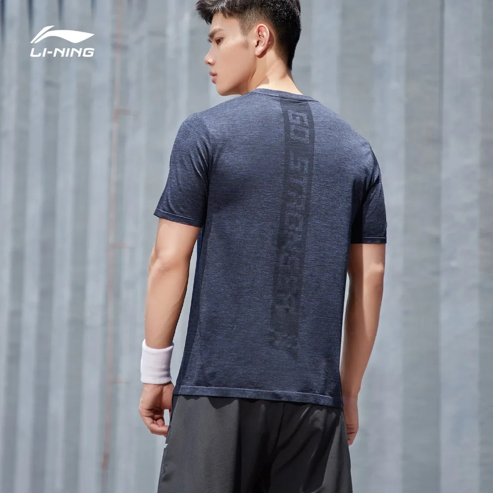 Мужская Спортивная Футболка Li Ning из нейлона и полиэстера стандартная бесшовная