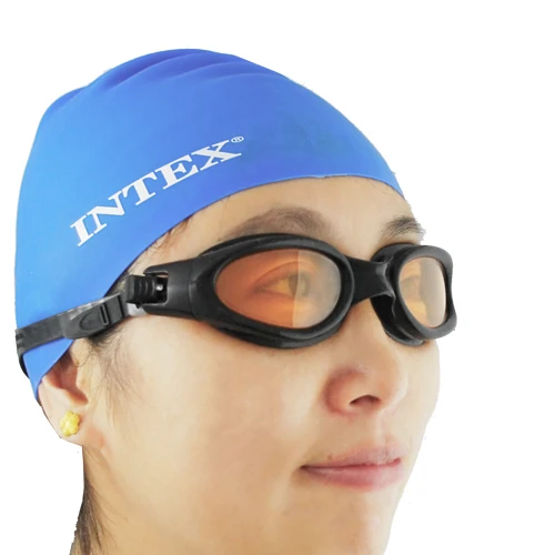 Intex однотонная силиконовая шапочка для купания купальные шапочки