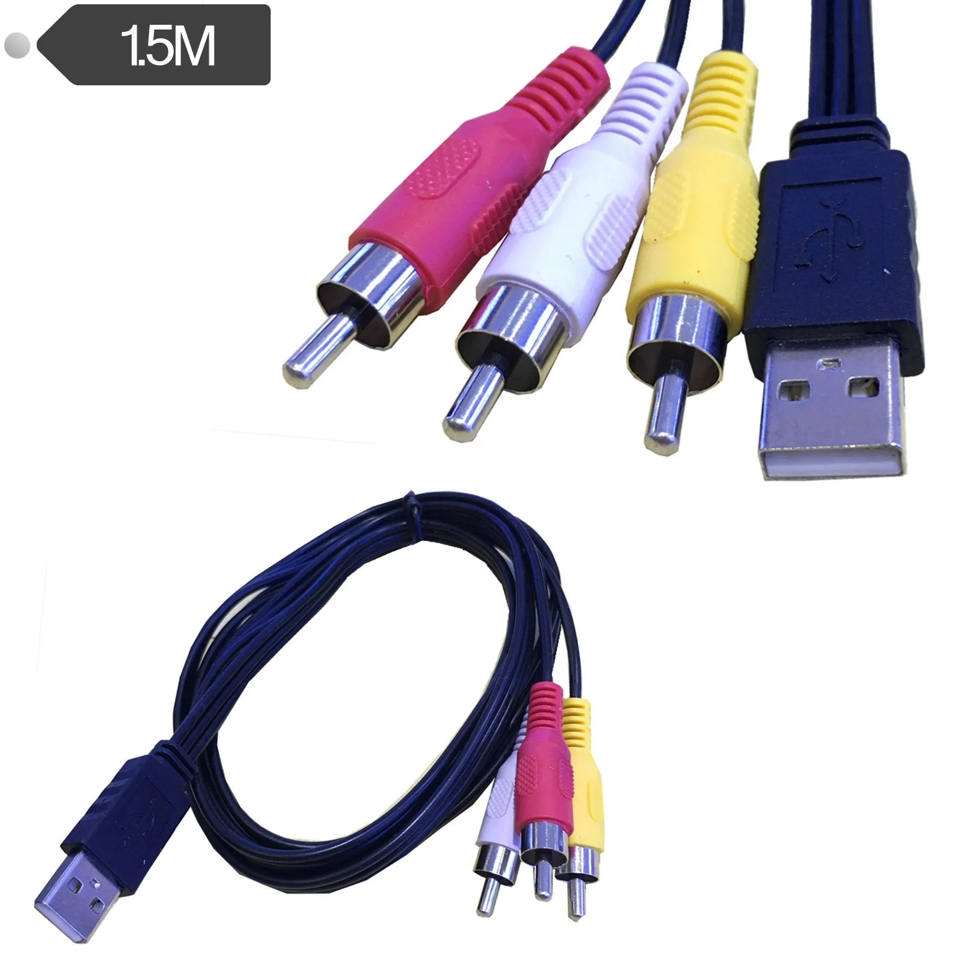 1 5 м длинный USB A штекер к 3 RCA Phono AV кабель свинцовый ПК TV Aux аудио видео адаптер|usb male