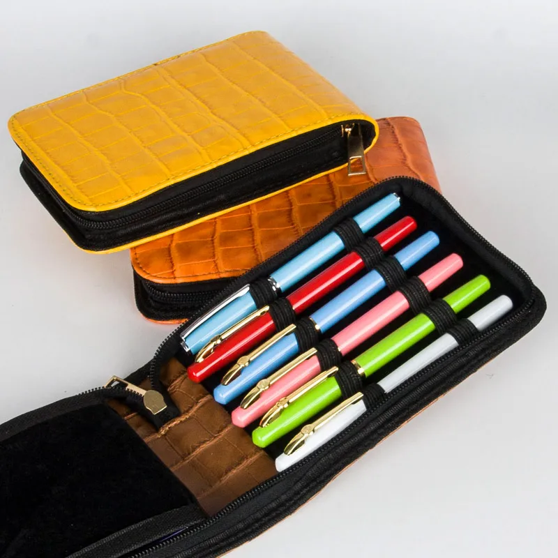 

Quality Fountain Pen / Rollerball Pen Bag Pencil Case Available for 12 Pens - Black Leather Pen Holder / Pouch