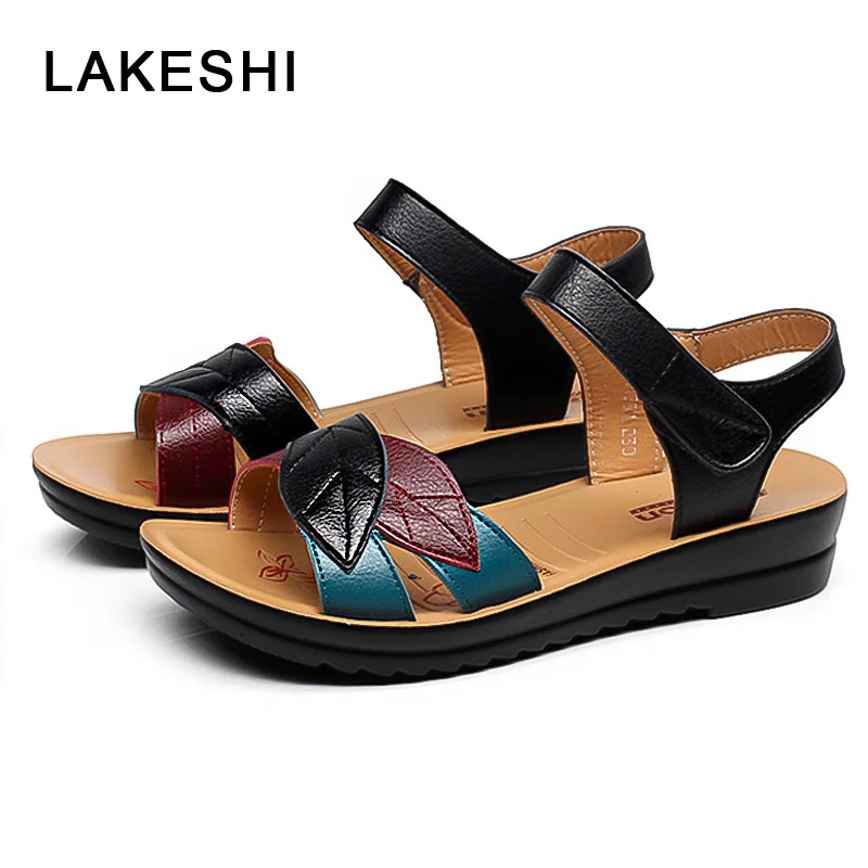LAKESHI женские босоножки модные Босоножки на танкетке 2019 Весна сандалии для мамы