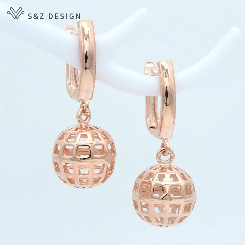 Женские длинные серьги-подвески S &amp Z серьги из розового золота 585 пробы с полыми