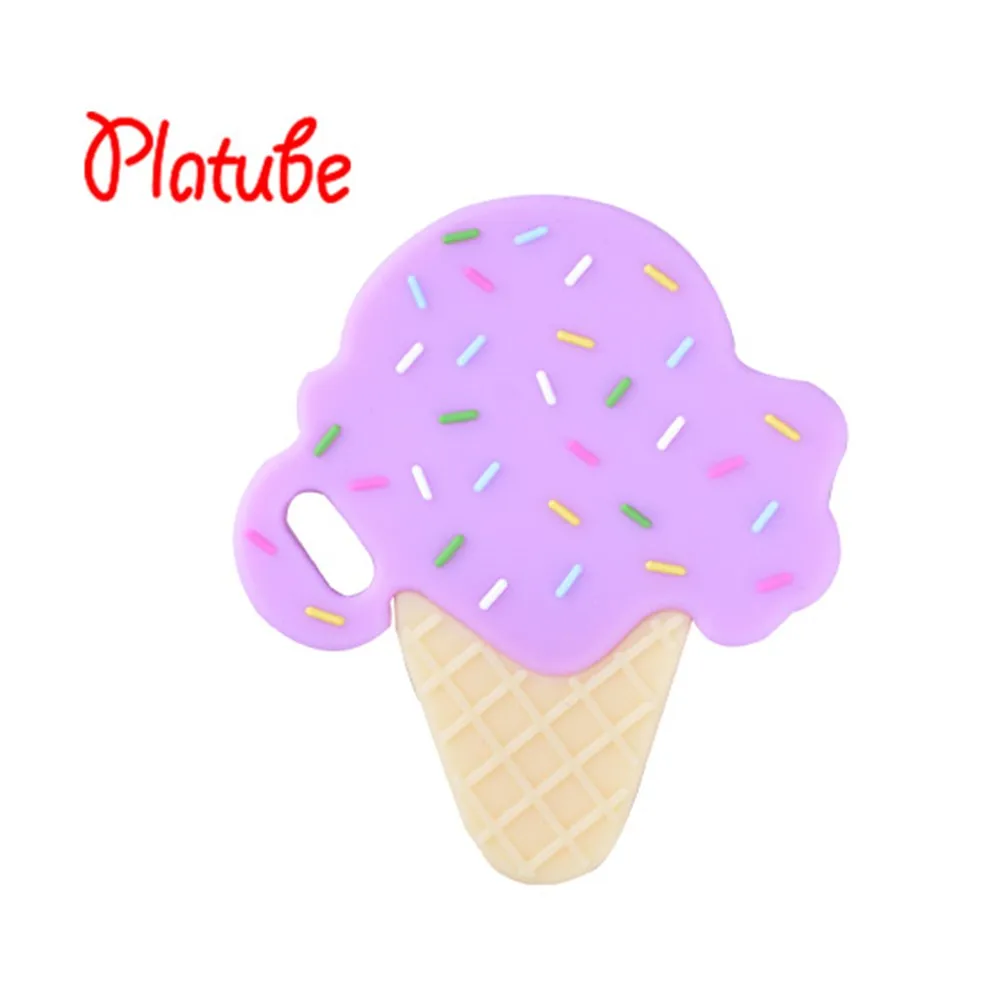 ice cream purple Силиконовый грызунок пищевой силикон Прорезыватели для зубов мультфильм детский Прорезыватель без БФА, подвеска-прорезыватель ожерелье аксессуары детские для новорожденных силиконовые прорезыватели грызунок силиконовый - Цвет: ice cream purple