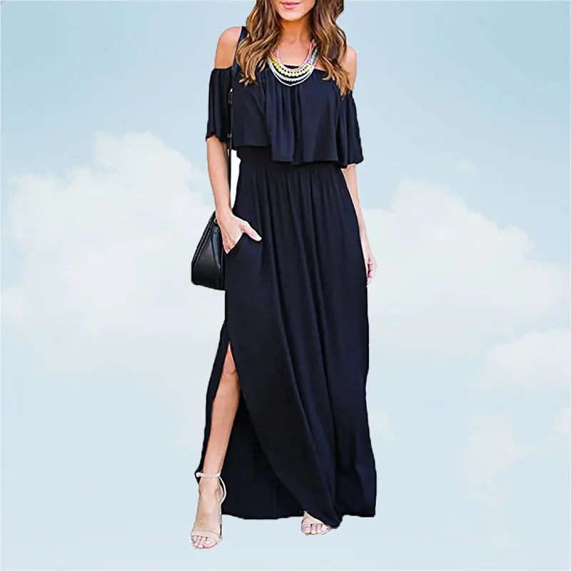Длинное летнее платье платья Для женщин Повседневное длинное сексуальное