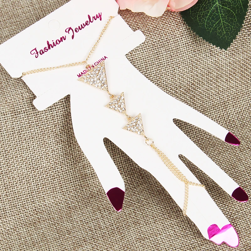 Женский браслет на запястье MOULANFA золотистый с блестками стразы 3 и треугольные