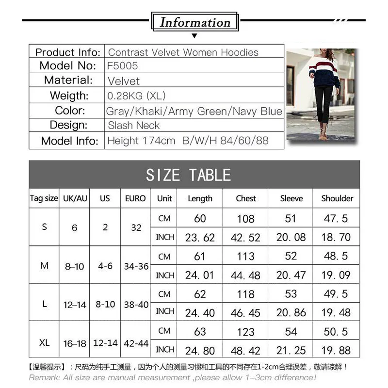 Uvkkc Women Hoodies 2019 New Winter Fashion Female Sweatshirts Pullover Patchwork Striped Loose Warm Casual For | Женская одежда