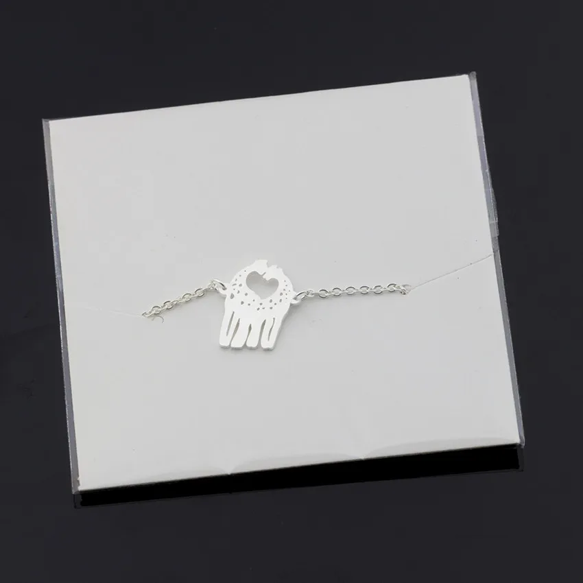 DCTVICT 10pcs/lot Heart Charm Love Giraffe Bracelets For Women Lady Kids Animal Jewelry Stainless Steel Gold Color Pulseras | Украшения и