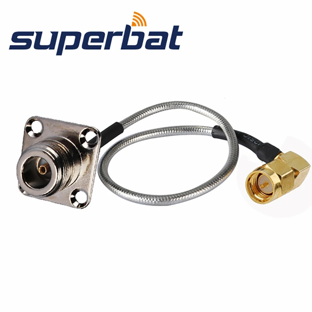 Superbat N Female Mount Panel Straight to SMA Male Right Angle Pigtail Cable RG405 15cm Assembly