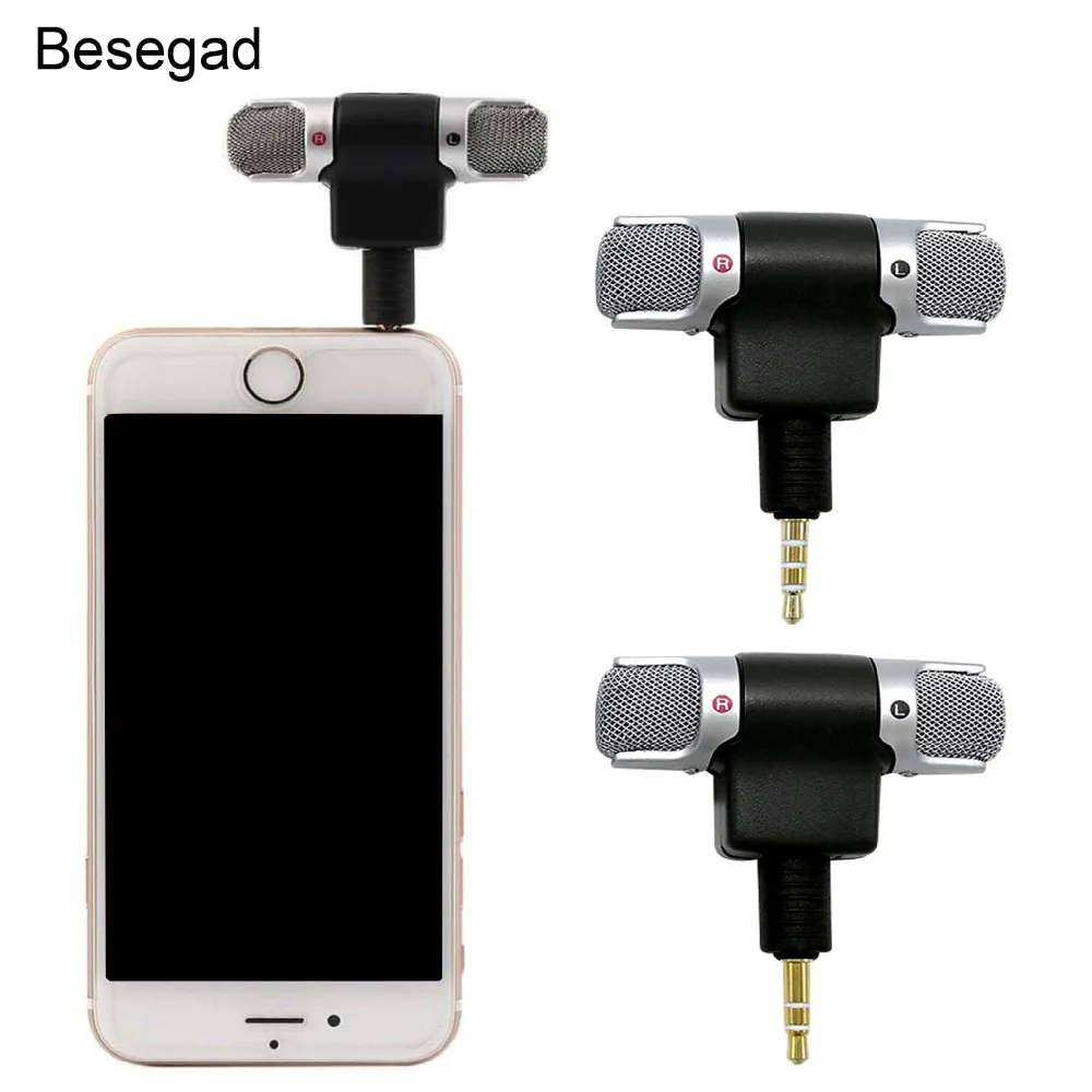 Besegad мини портативный 3 5 мм Jack стерео микрофон для Мобильный телефон iPhone Xiaomi
