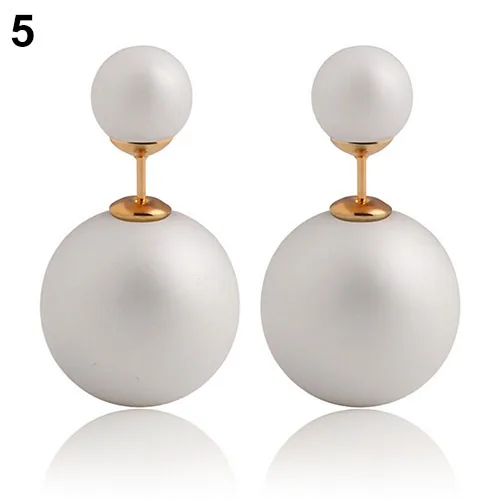 Горячих Женщин Мода Candy Color Элегантный Двухсторонний Имитация Перл Уха Серьги