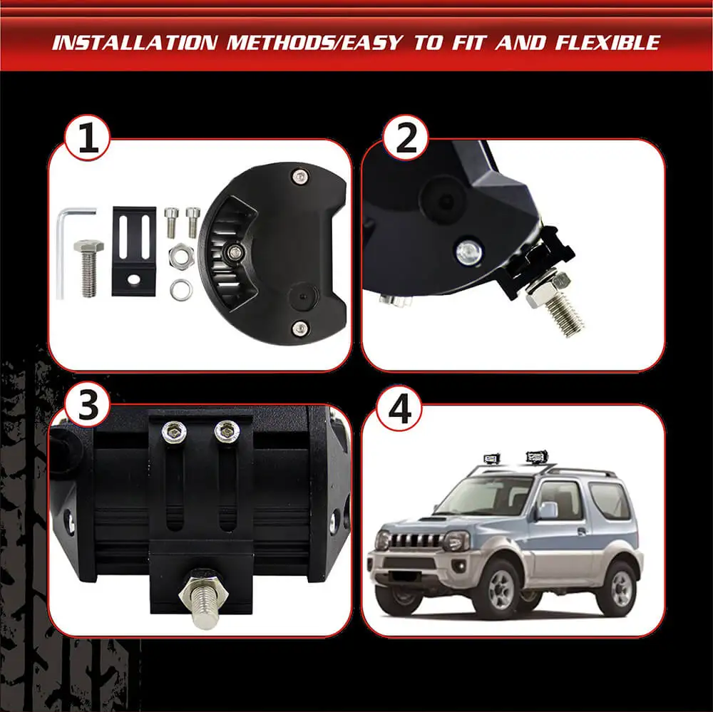 YIRAY 5 Inch 72W 2Pcs Yellow LED Work Light for motorcycle Driving Offroad Boat Car Tractor Truck 4x4 SUV ATV 12V 24V 5&quot Bar |