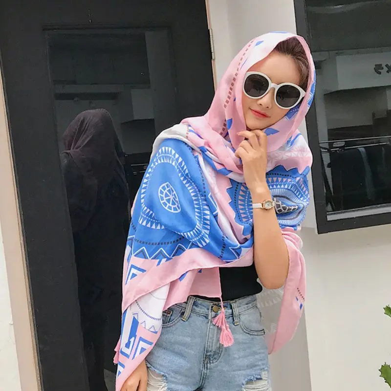 Женский этнический праздничный ветрозащитный шарф большая цветная шаль с