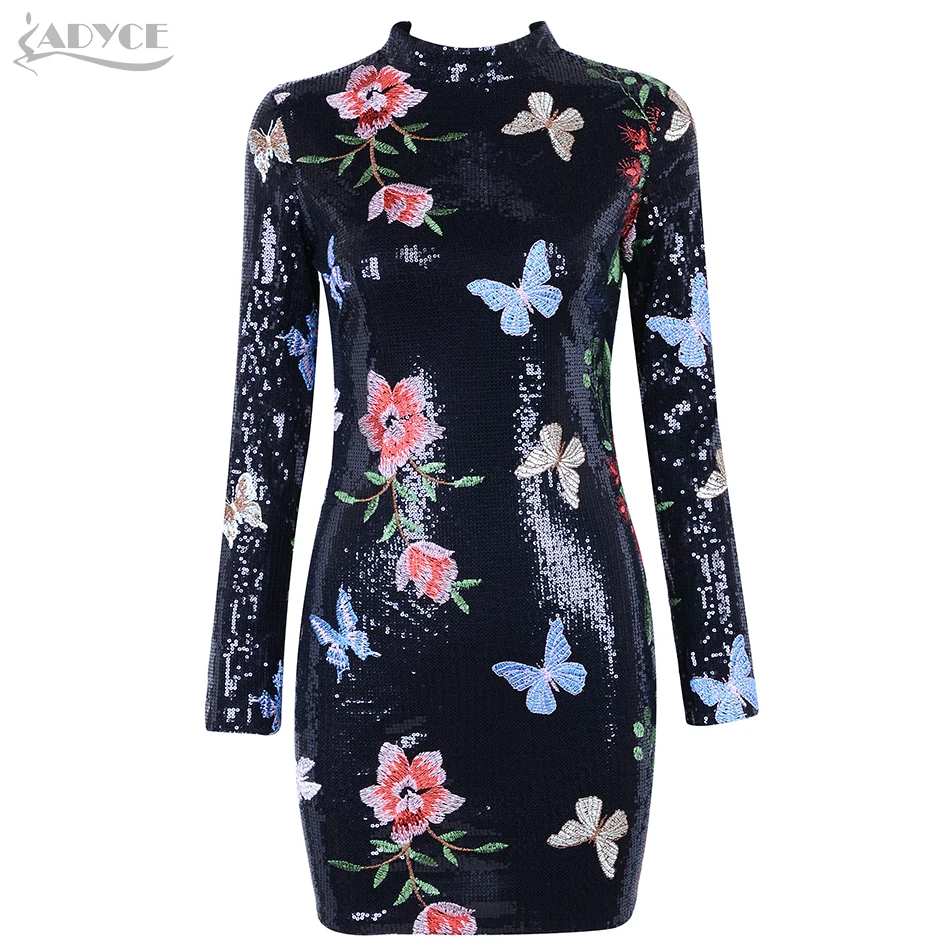 Adyce 2019 Элегантные Блестки Украшенные Цветочные подиумное Платье Vestidos