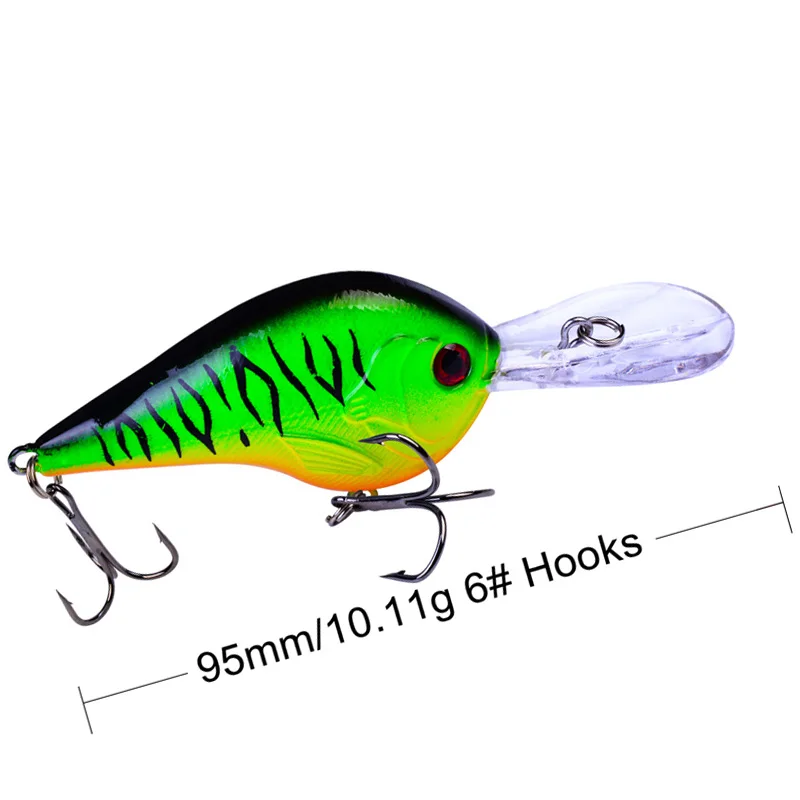 1 плавающий ПК Глубокий Дайвинг Crankbait рыболовные приманки 10 г/11 г 95 мм Иска