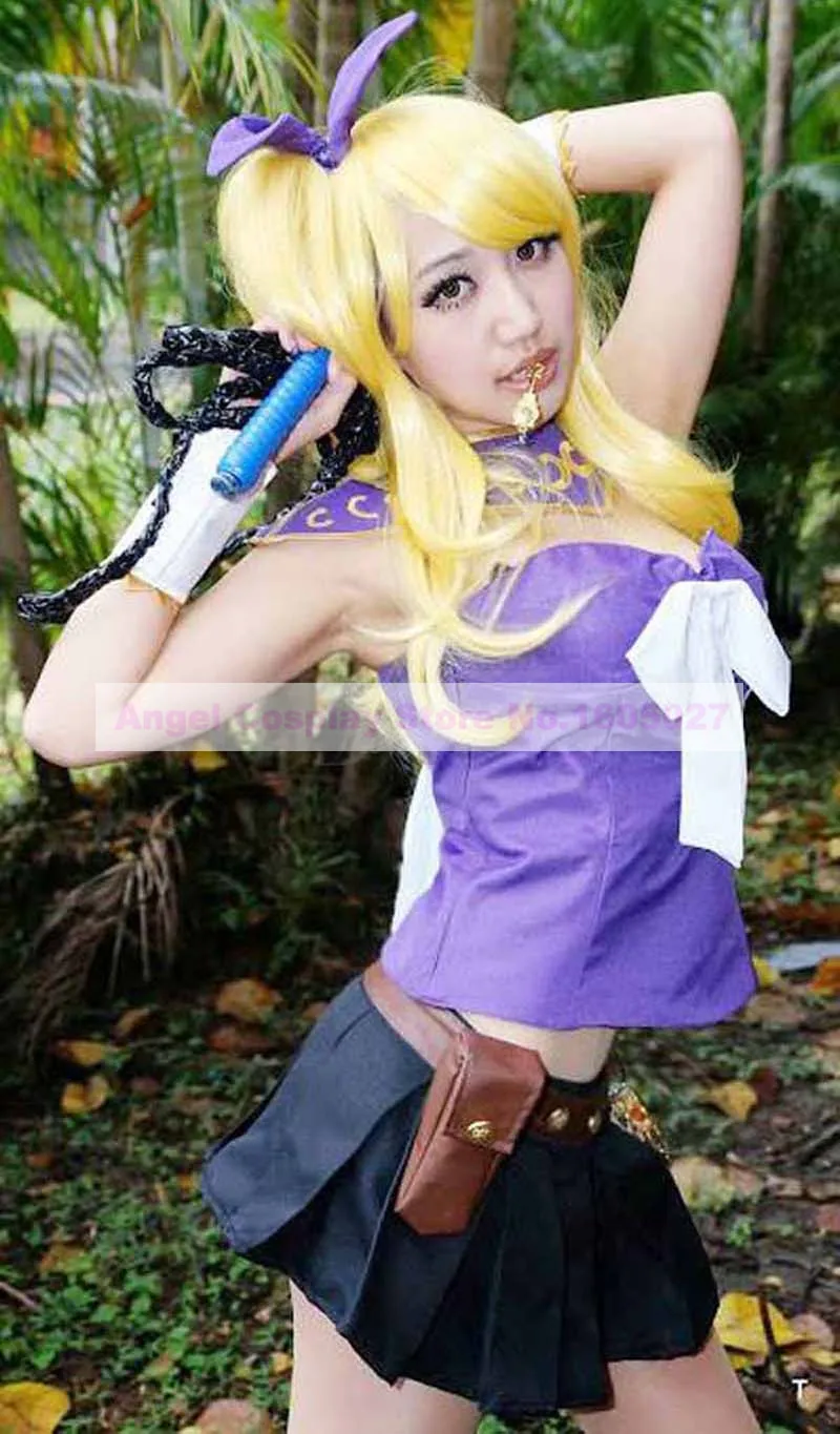 

Hot Anime Fairy Tail Lucy Heartfilia Cosplay Costumes Sexy Tee Dress Full Set For Halloween Party Custom-Make Any Size