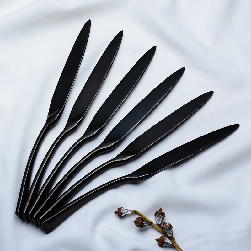 Черный стейк Ножи Западной Стиль Ужин набор посуды Sharp посуда и столовые приборы 6