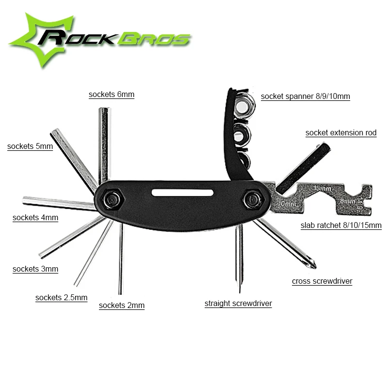 Rockbros мотоциклы мульти инструменты 16 в 1 дорожный горный велосипед инструмент для
