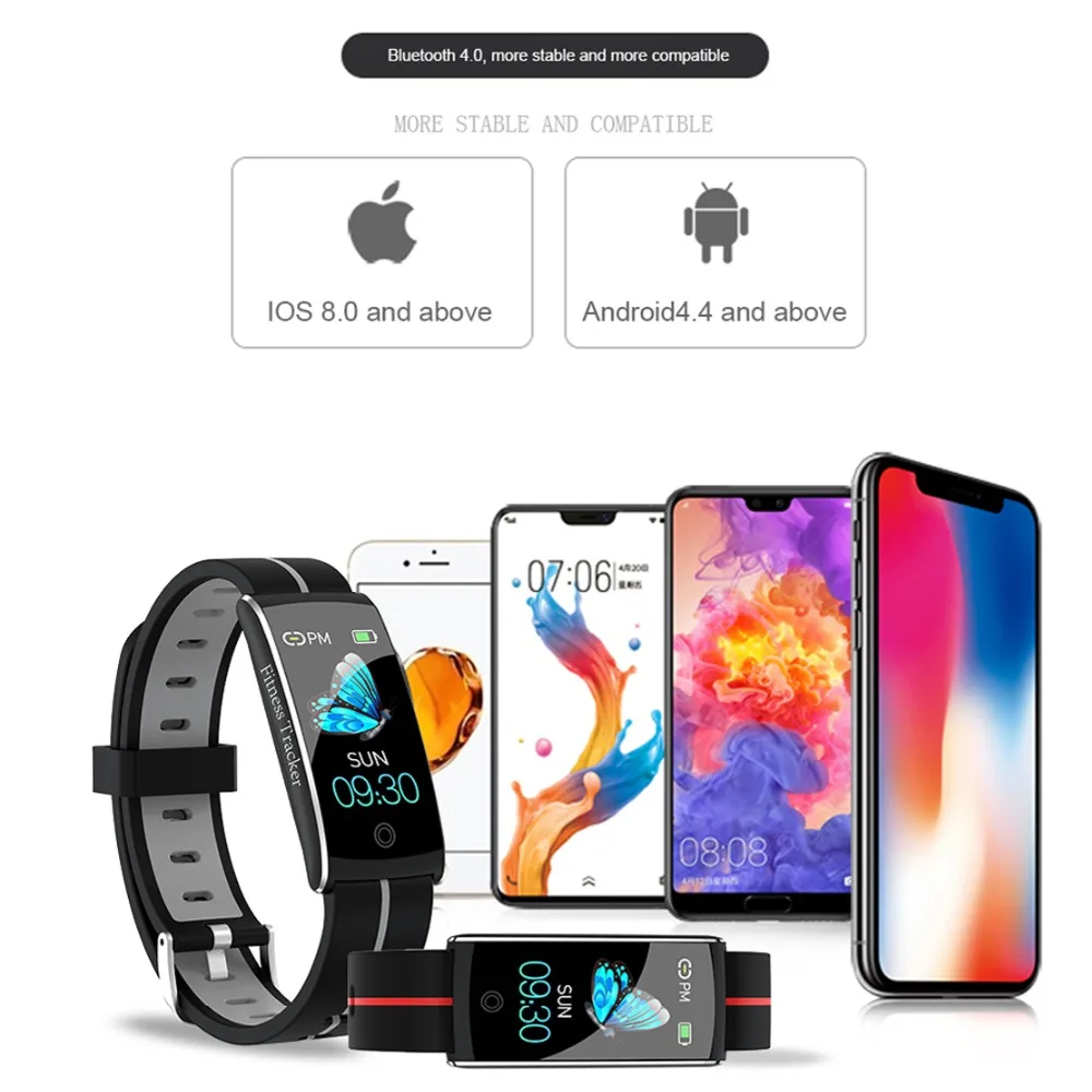 2019 Новый IP68 Водонепроницаемый умный фитнес браслет сердечного ритма кровяное