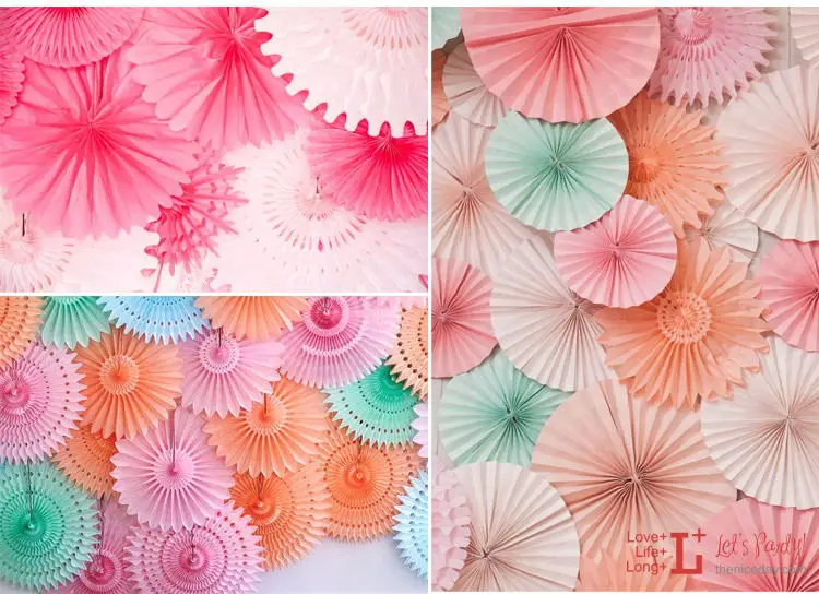 10 см " веера из папиросной бумаги Pinwheels Висячие бумажные цветы DIY ремесла для детского душа Свадебная вечеринка День рождения фестиваль украшения