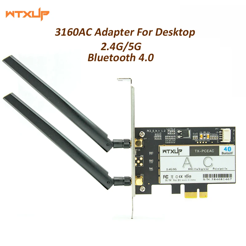 Wtxup Wireless AC 3160 Band Dual 802.11ac 433M + Bluetooth BT 4 0 PCI E 1X 16X настольная wifi WLAN карта для Intel 3160AC|wifi