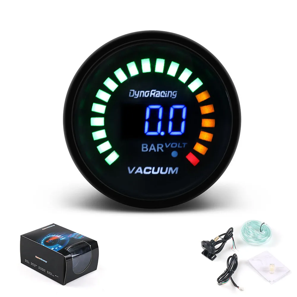 Цифровой автомобильный вакуумный измеритель Dynoracing BX101452 2 дюйма 52 мм светодиоды