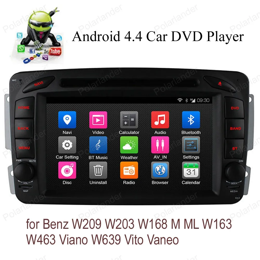 Android4.4 четырехъядерный автомобильный DVD для B/enz W209 W203 W168 M ML W163 W463 V/iano W639 V/ito V/aneo 1024*600