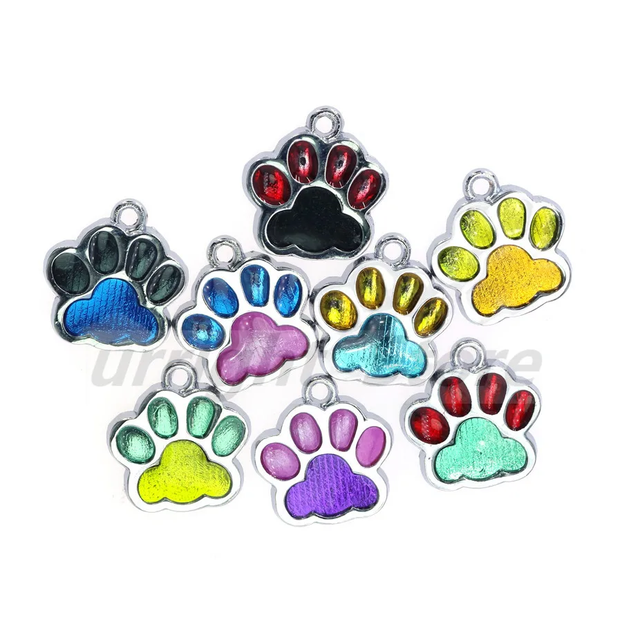 10pcs Enamel Bling Cat Dog/Bear Paw footprint Hang charm fit Rotating Lobster Clasp Key Chain rings bag Jewelry Making HC503 - купить по