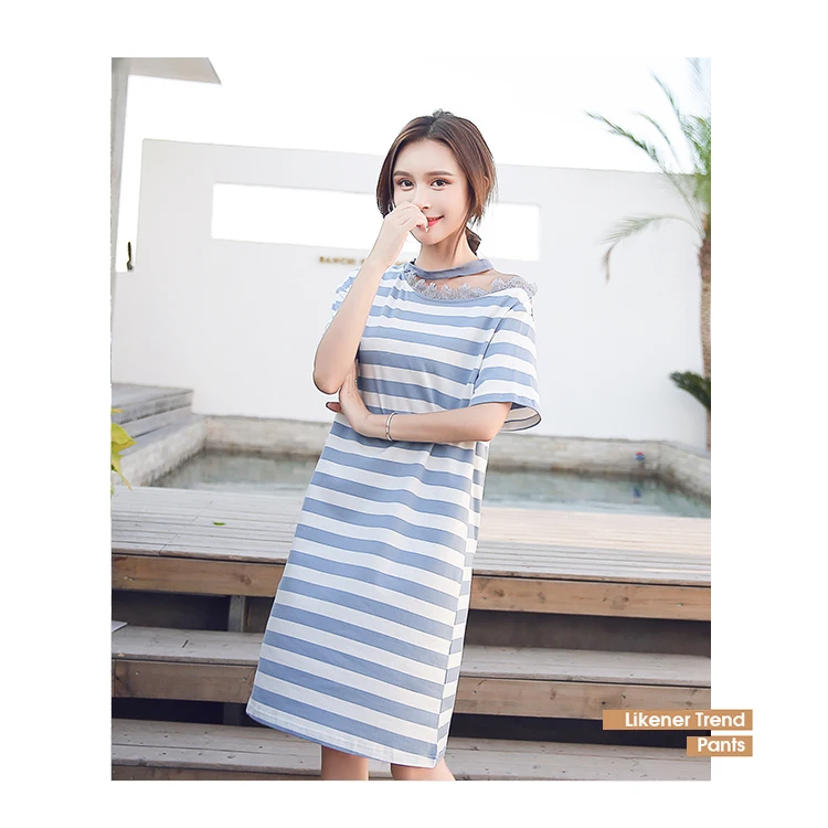 Полосатые Лоскутные кружевные футболки с открытыми плечами + джинсовые сетчатые