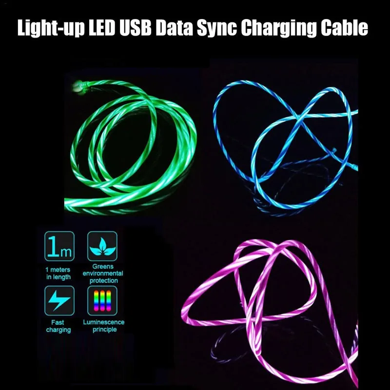 Зарядный USB кабель со светодиодной подсветкой для iPhone Xiaomi Huawei Samsung|Кабели