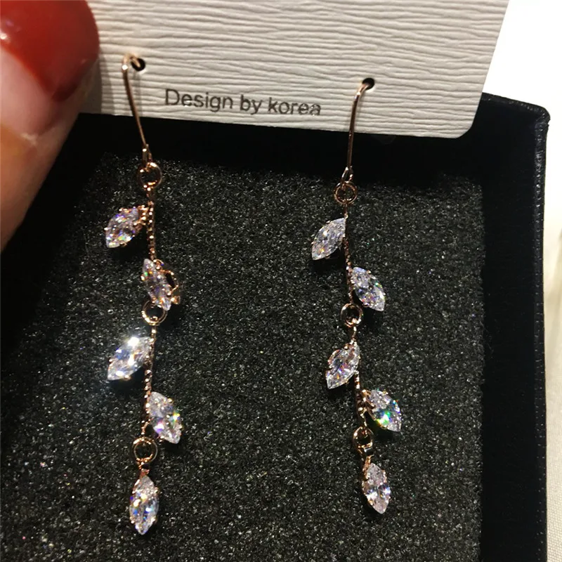 Женские длинные серьги подвески в виде листьев|Серьги-подвески| |