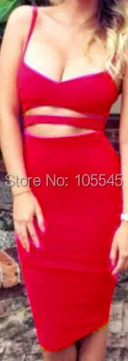 Красный женщины прорезиненная тесьма трикотаж сексуальный bodycon повязки