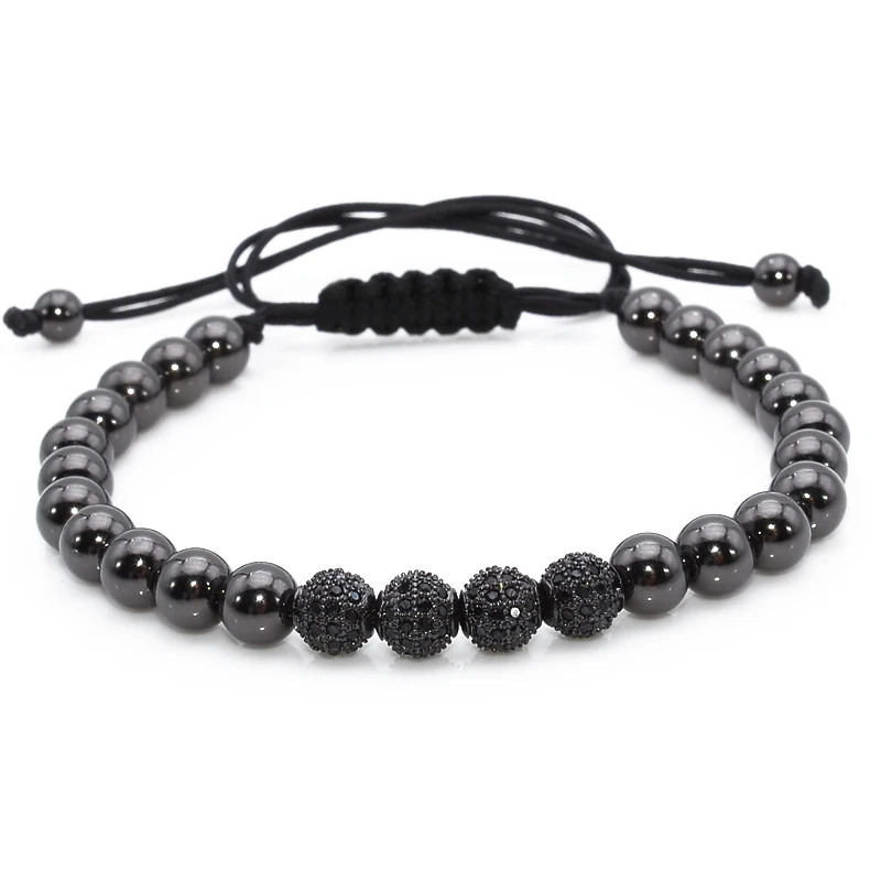 2018 браслеты и плетение макраме проложить черный 6 мм CZ мяч коннектор ювелирные