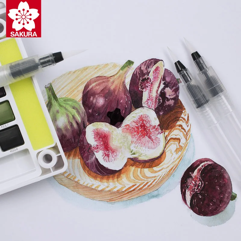 Набор кистей Sakura 3 шт./компл. акварельные круглые и плоские наконечники набор