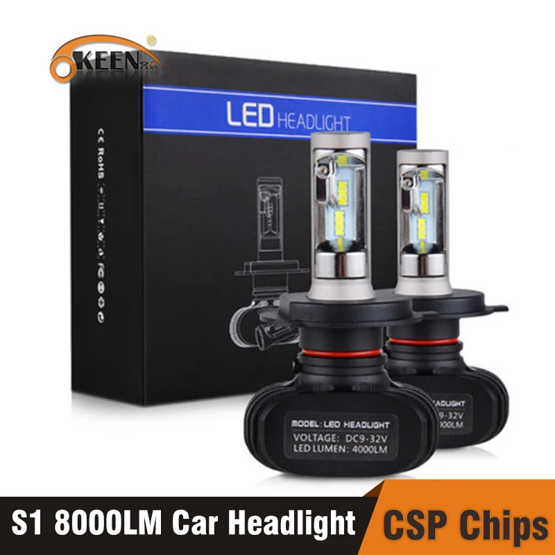 OKEEN 2 шт. 9005 HB3 9006 HB4 H11 H4 H7 Led H1 Автомобильные фары S1 50 Вт 8000 лм 6000 К автомобильная лампа все в одном CSP Lumileds лампа