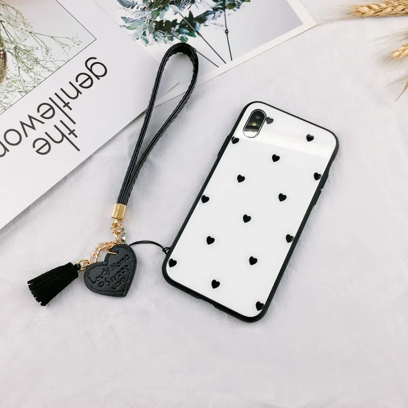 BONVAN закалённое Защитное стекло чехол Xiaomi mi 6x A2 mi A1 case сердце любовь Жесткий чехол на ксиоми mi 5x A1 mi 6x кисточкой шнурки случай защиты чехлы на телефон