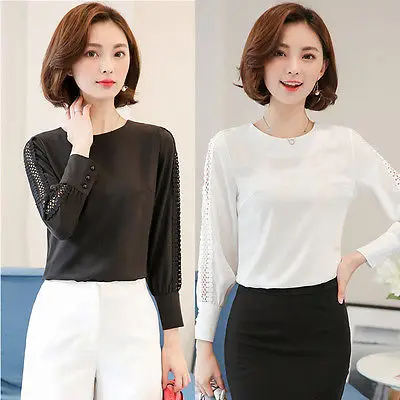 Женская кружевная блузка с длинным рукавом 6 цветов | одежда