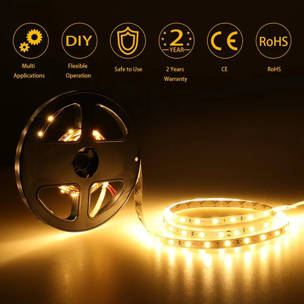 WELPUR батарея 5 в USB Светодиодная лента 2835 DC Светодиодный светильник гибкий 50 см 1 м 2 м 3 м 5 м белый теплый для ТВ фоновый светильник ing ночной Светильник