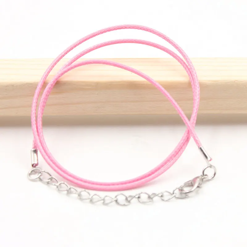 Pink 10 шт./лот 1,5 мм цвет дополнительно цепочки из воска цепочки и ожерелья кулон шнуры ожерелий Бусины Строка застежка Омар ремешок веревка - Цвет: Pink