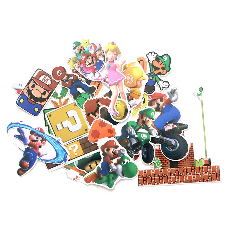 12 компл./лот patchfan 29 шт./компл. Super Mario Bros ПВХ Водонепроницаемый наклейки для Чемодан Скейтборд ноутбука велосипед стены гитара A1176