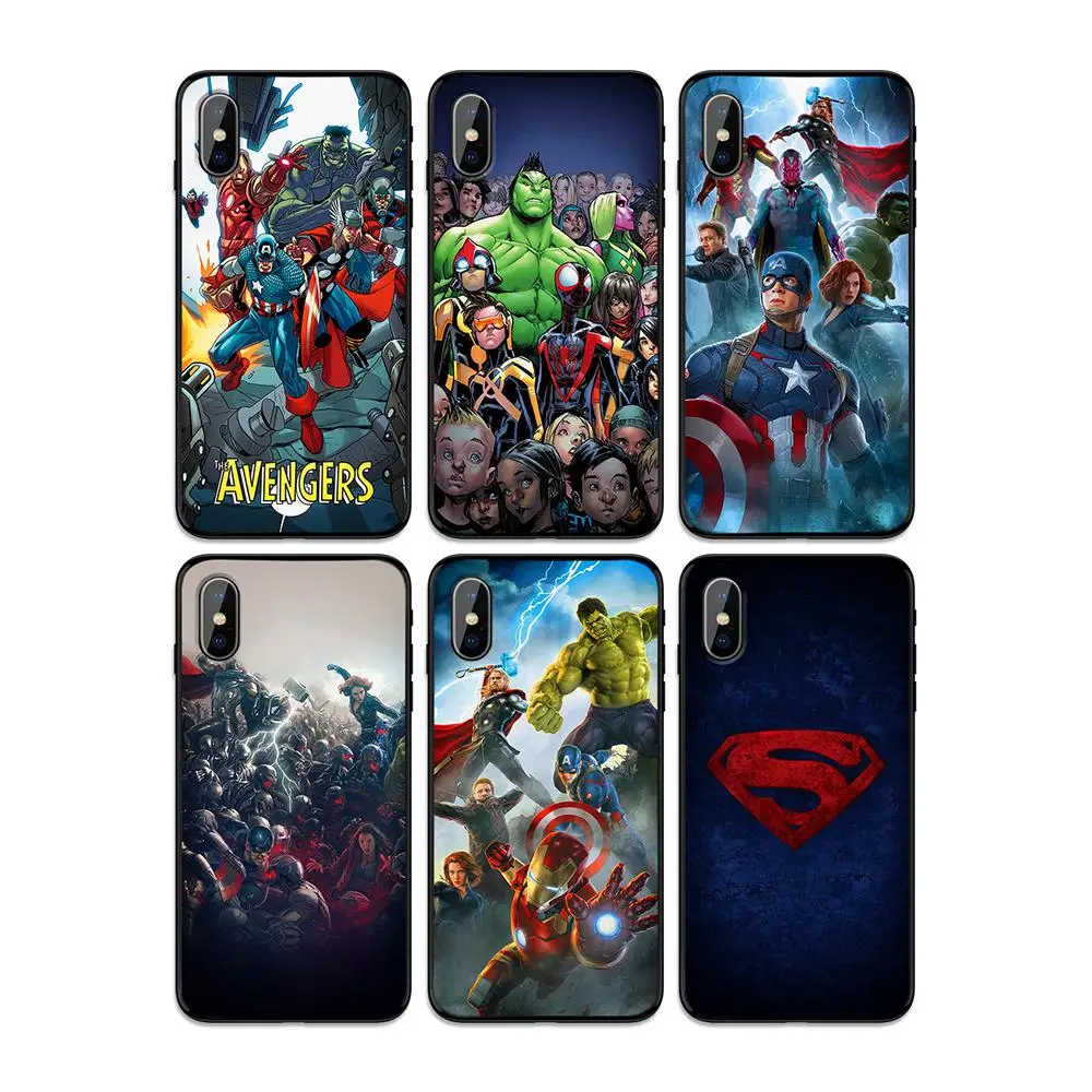 Marvel Avengers Heros мягкая термополиуретановая крышка-чехол для Apple iPhone 6 6S 7 8 Plus 5 5S SE X XS MAX