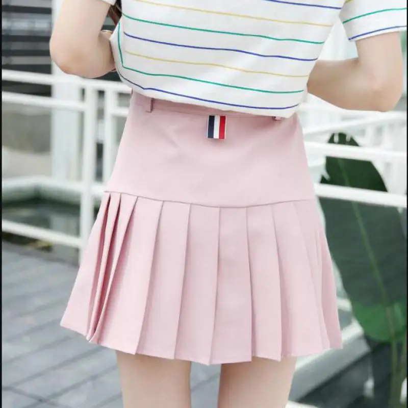 Джинсовые плиссированные юбки Harajuku Ulzzang с завышенной талией Женская теннисная