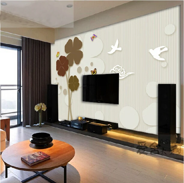 Bedroom living room TV background wallpaper European three-dimensional non-woven 3d Clover seamless mural wall coverin | Дом и сад