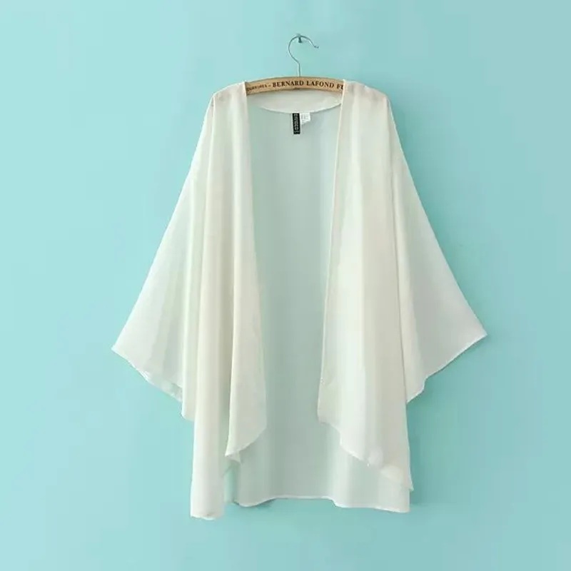 

Summer women outoor beach thin bat sleeve sunscreen cardigan shawls chiffon shirt lady sun protective anti UV skin clothes tops