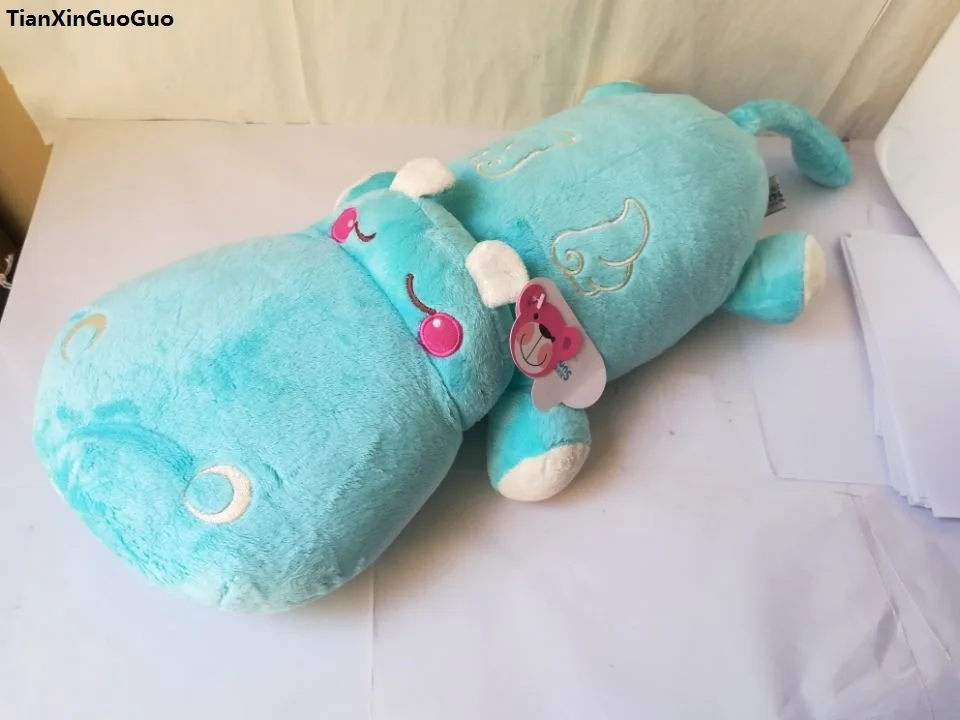 

cartoon hippo about 45cm lovely blue hippo plush toy soft throw pillow birthday gift w2770