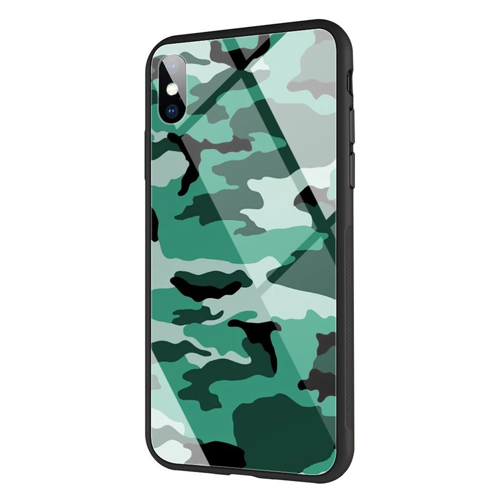 Lavaza Army Green Camouflage Tempered glass TPU Case for iPhone XS Max XR X 8 7 6 6S Plus 5 5S SE | Мобильные телефоны и