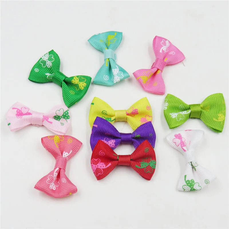 20 шт./лот заколка для волос с принтом конфетного клевера и маленьким бантом