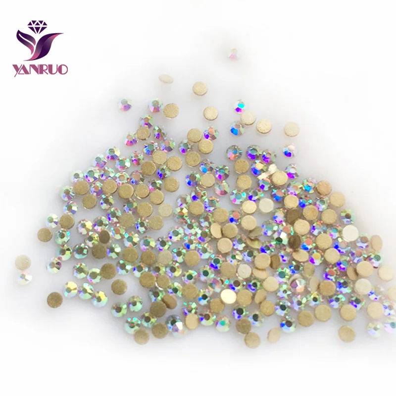 Стразы для дизайна ногтей YANRUO Mix AB стразы на плоской подошве ногтей|crystal stone|non hotnon