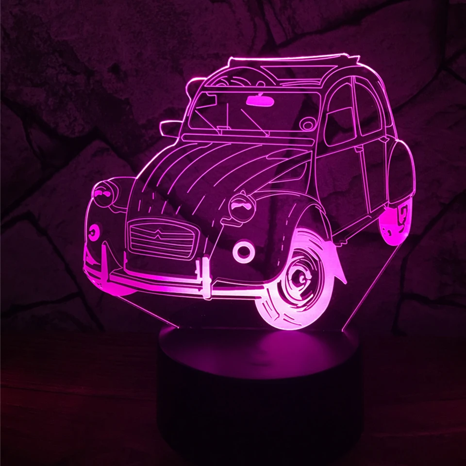 7 цветов изменить 3D Led Современный домашний декор Жук автомобильное