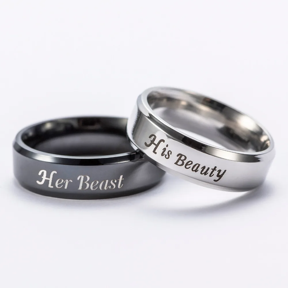 Кольцо с надписью His Beauty 1 шт.|ring couple|ring weddingjewelry for lovers |