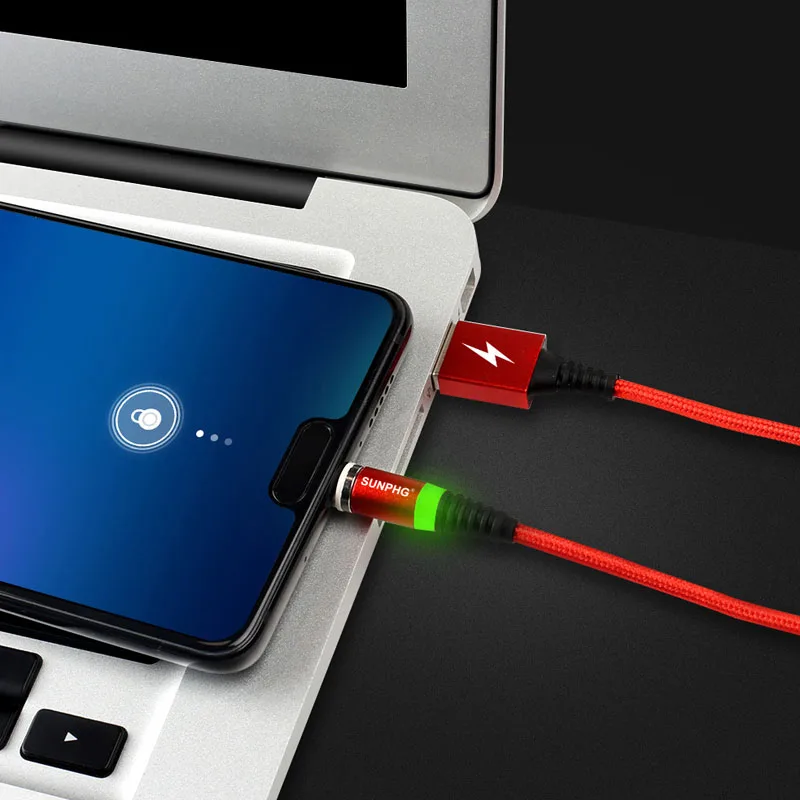 Круглый светодиодный магнитный кабель Micro Usb для передачи данных на Android зарядки